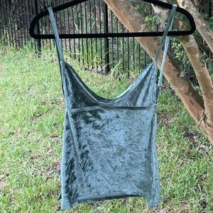 Free People Velvet Spaghetti Strap Top - Evergreen